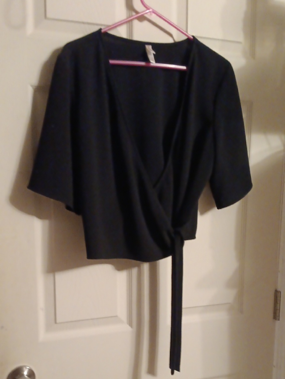 Xhilaration Black Wrap Front Short Sleeve Top